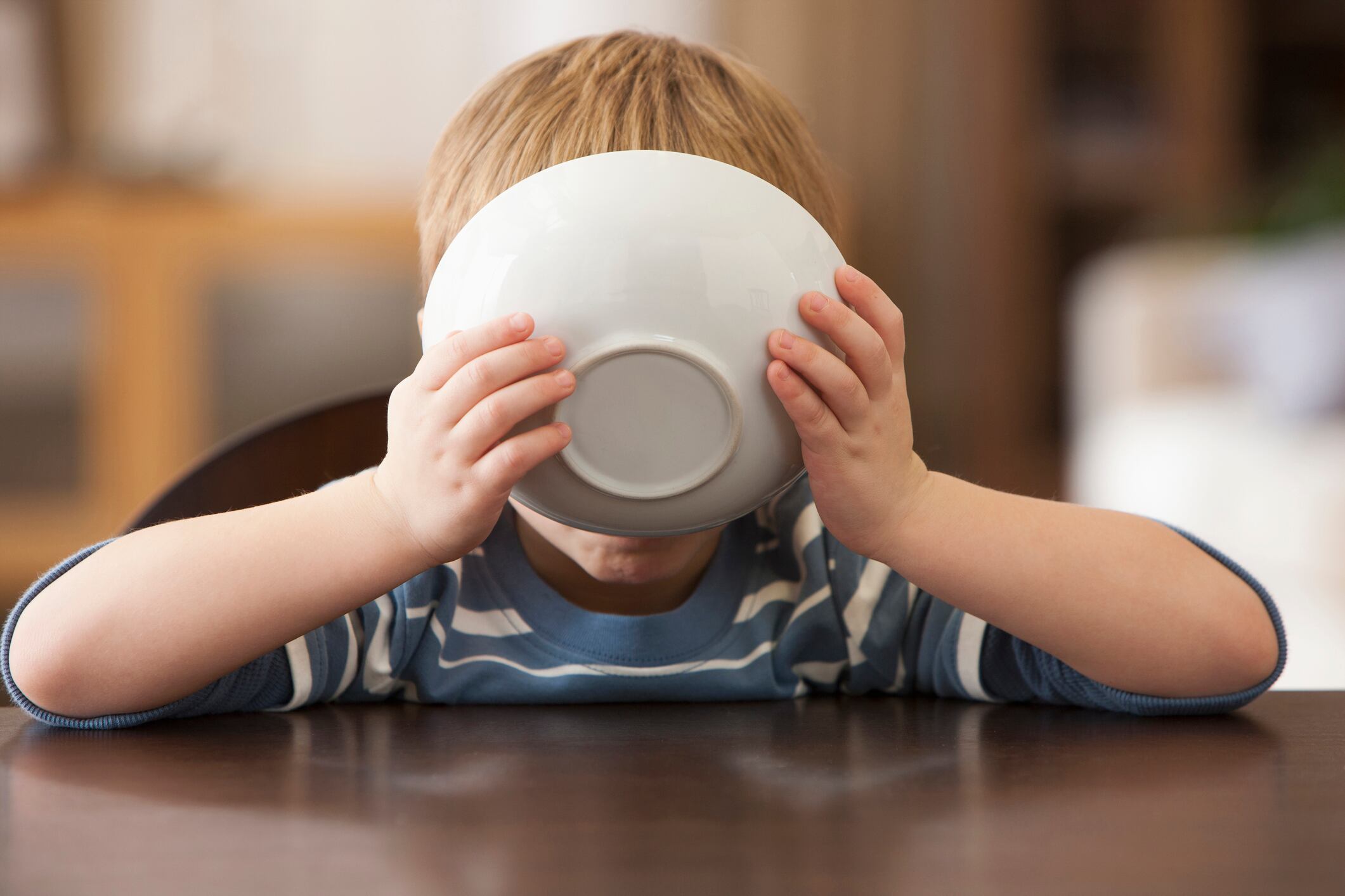Boy eating cereal