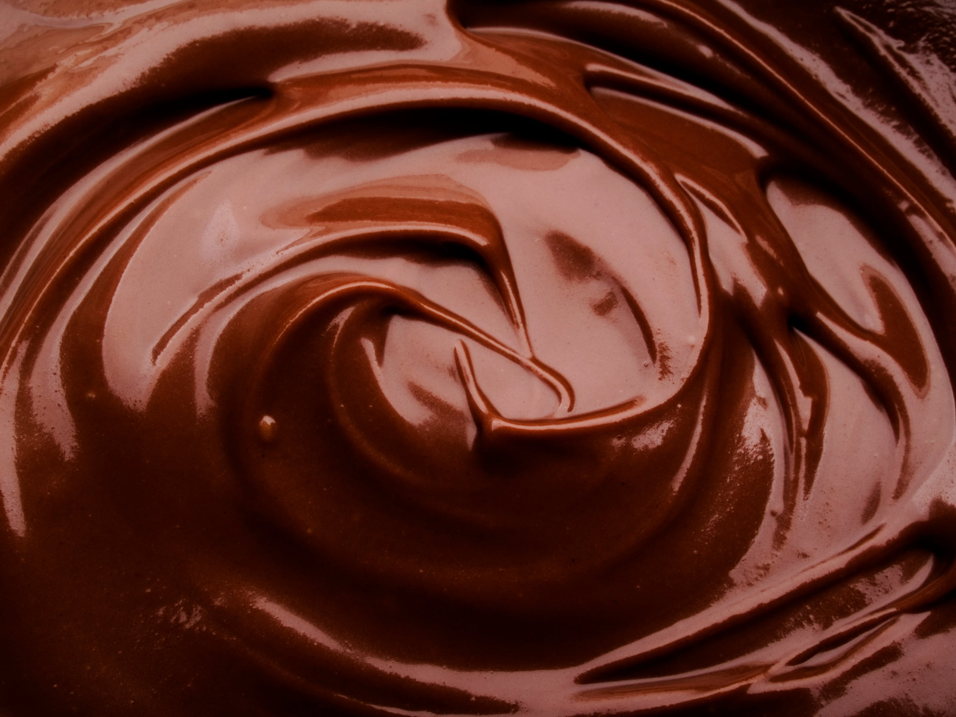 close-up of melted chocolate