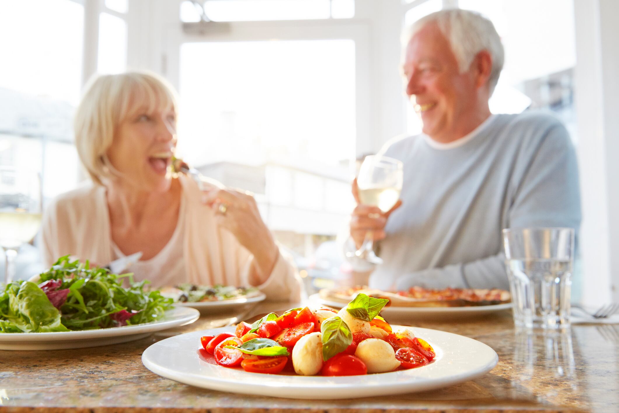 Older couple eating