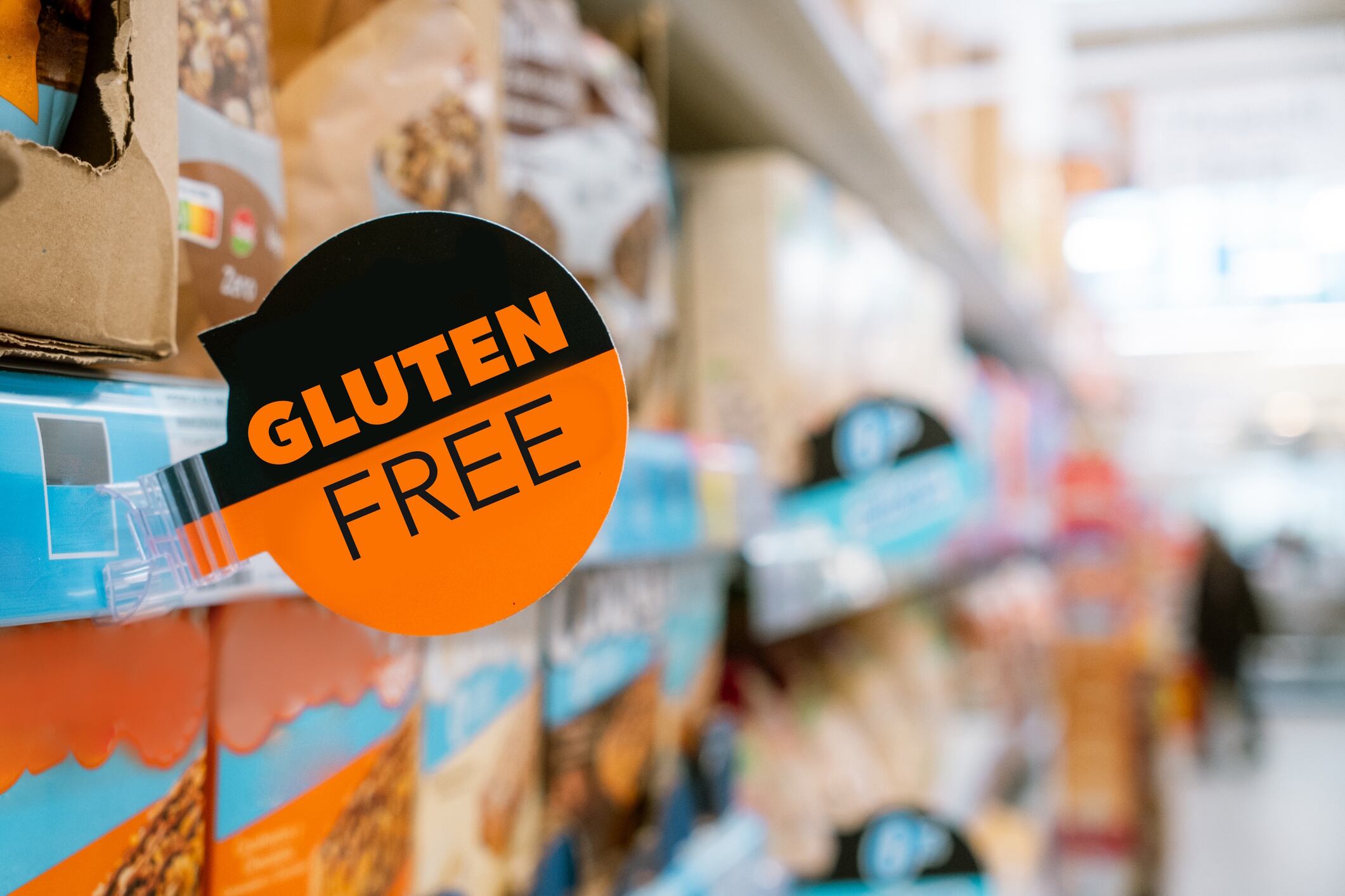 Gluten free sign in a supermarket MarioGuti GettyImages
