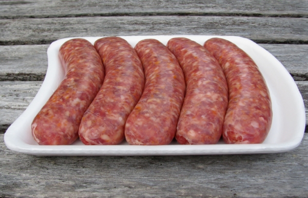 sausages on styrofoam, polystyrene plastic tray, Irina274